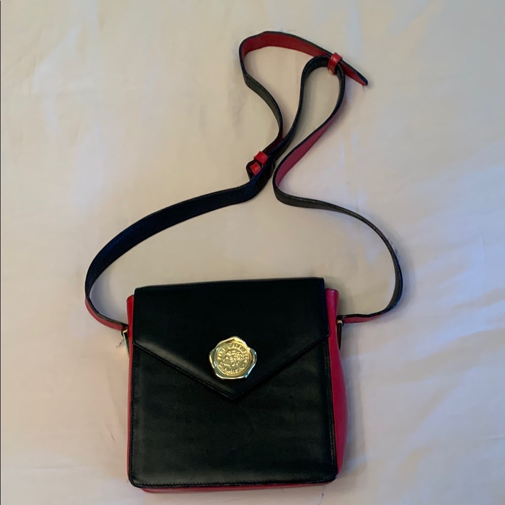Karl Lagerfeld Black and Red Crossbody Bag with Gold Accent